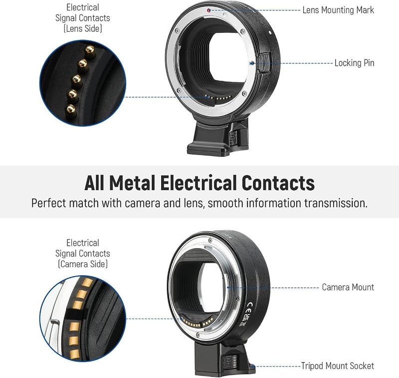 X spring EF to EOS R Mount Adapter, Full Frame Lens Converter with Auto Focus Support, Compatible with EF/EF-S Lenses to RF Mount Mirrorless Cameras - Image 3