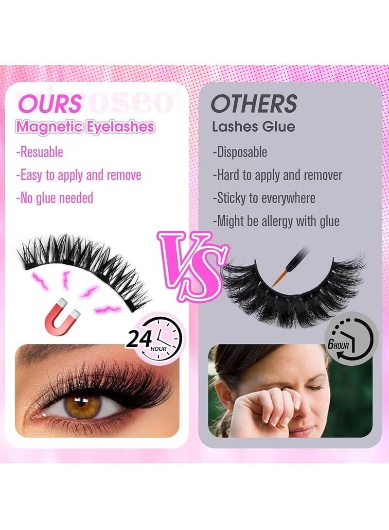 Gecomo Magnetic False Eyelash Kit (Boxed) - Reusable Magnetic Lashes, Upper & Lower Lash Set (Left & Right Eyes Separated) | Natural Glue-Free 3D False Lashes with Applicator, Easy to Apply - Image 3