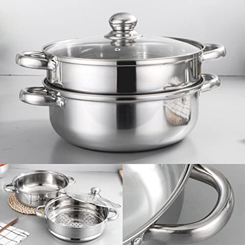 Lcilent Steamer Pot for Cooking 11 inch Steamer Pot 3tier Multipurpose 188 Stainless Steel Steam Pot Cookware with Lid for Vegetable Dumpling Stock Sauce Food - Image 3