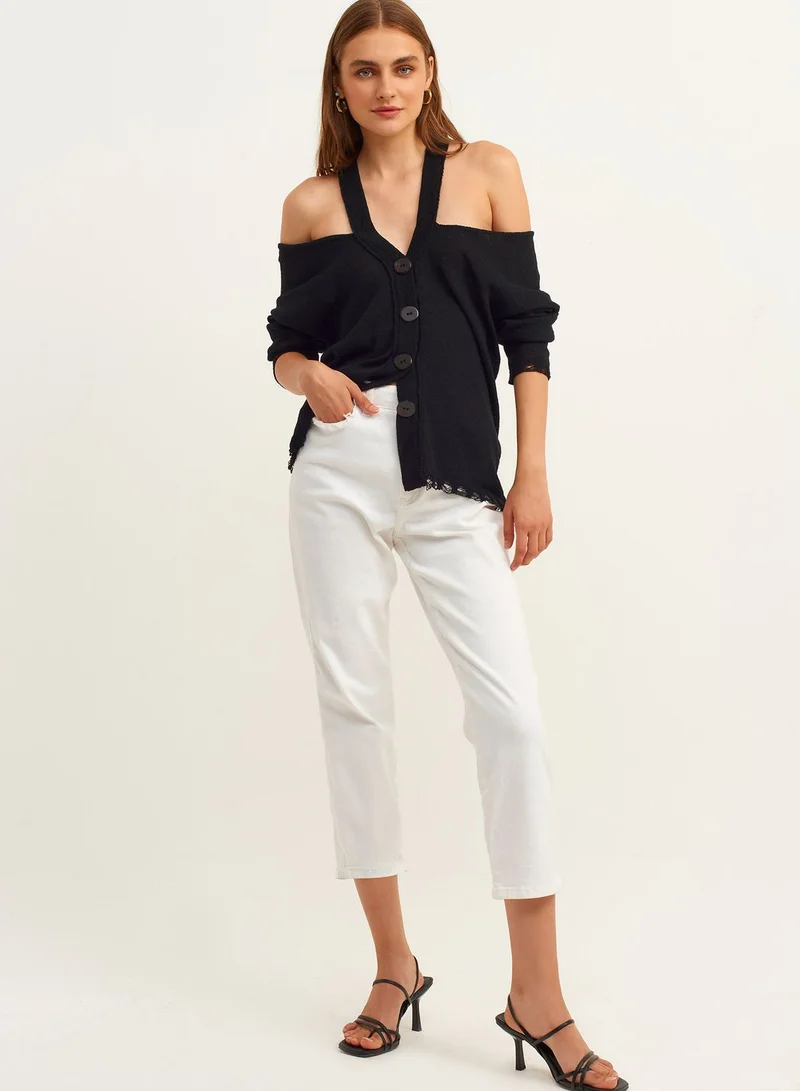 OXXO Halter Neck Button Detail Cardigan