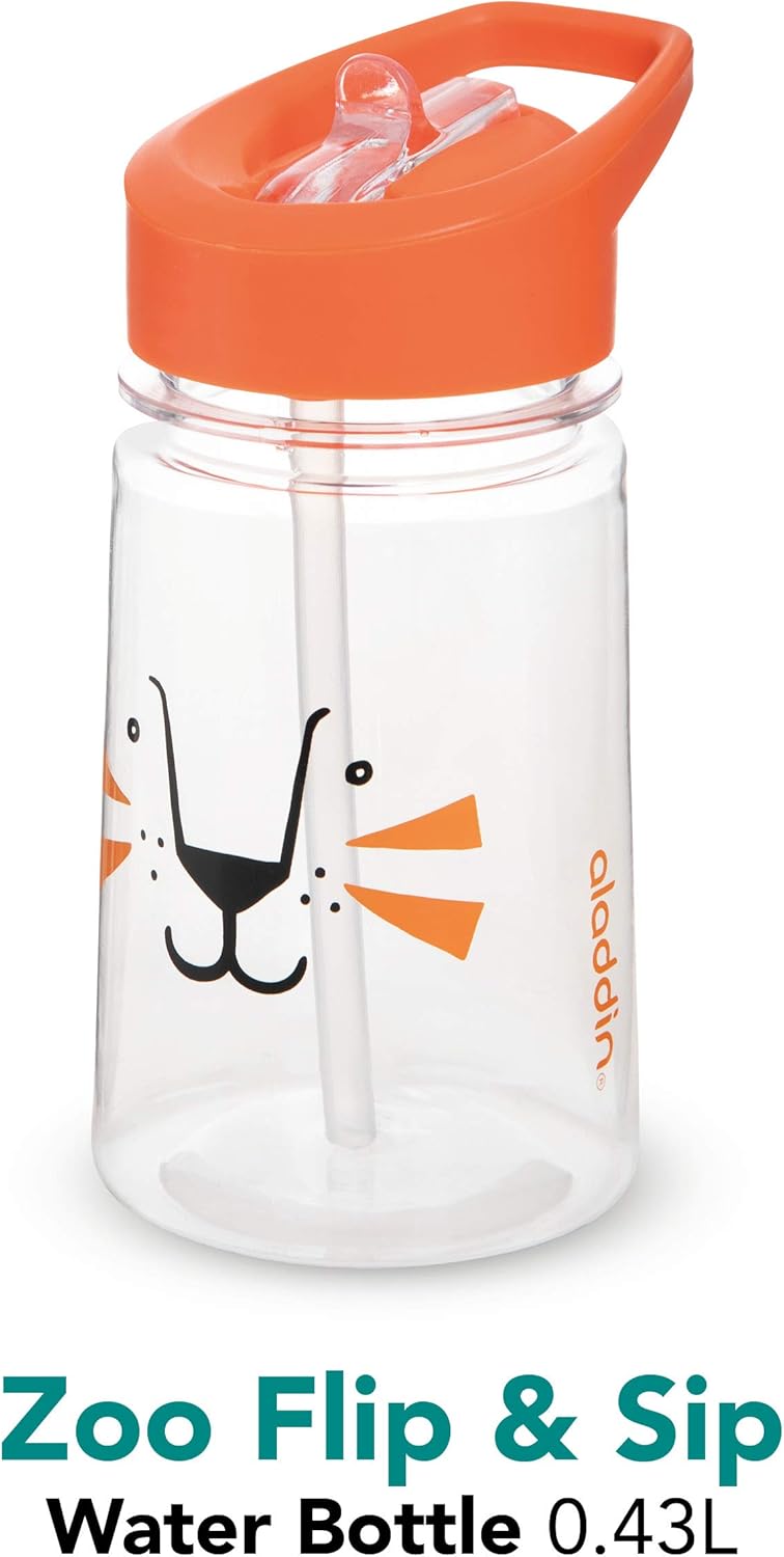 Aladdin Zoo Flip & Sip Water Bottle 0.43L - Lion Design for Kids - Image 2
