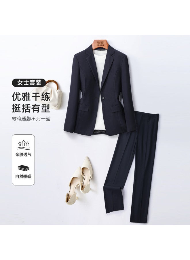 ROMON Women'S Suit Elegant And Versatile Two-Piece Set Slim-Fitting Suit Fashion Minimalist Suit Set - Image 2
