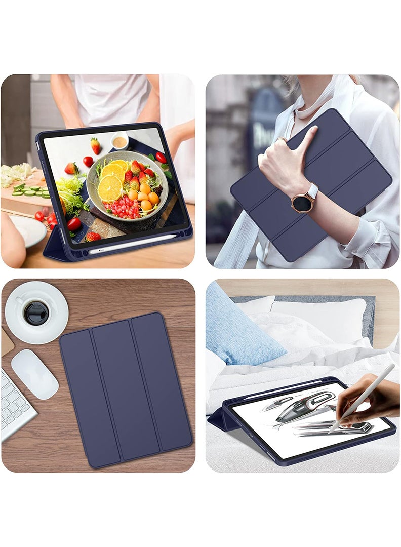 Theodor iPad Pro 11 Inch Case 2022(4th Gen)/2021(3rd Gen)/2020(2nd Gen) with Pencil Holder, Smart iPad Case With Pencil Holder Slim Tablet Cover with Soft TPU Back, Auto Wake/Sleep Navy  - Image 4