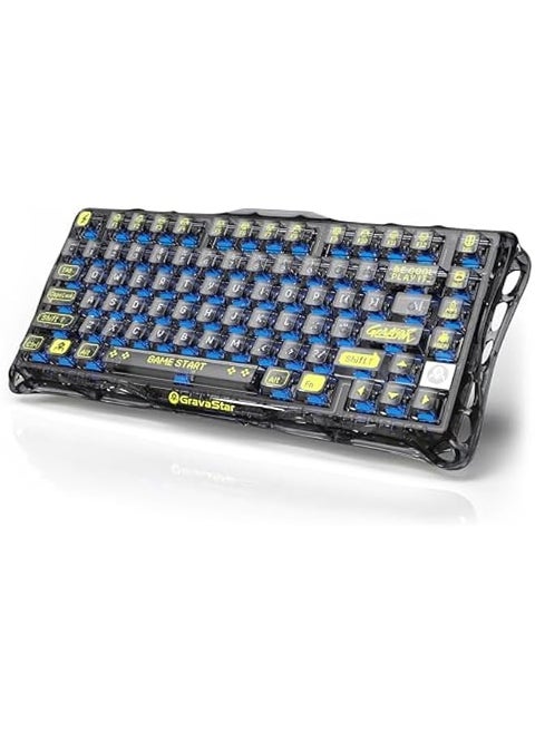 Mercury K1 Lite Mechanical Gaming Keyboard, 75% Gasket Hot Swappable Custom Keyboard, Pre-lubed Linear Switches Mechanical Keyboard, RGB Backlit Wireless Keyboard - Transparent Black