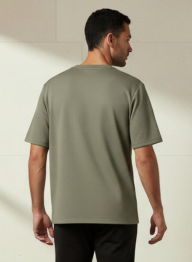 Iconic Men Regular Fit Crew Neck Short Sleeve Textured T-shirt - Image 3