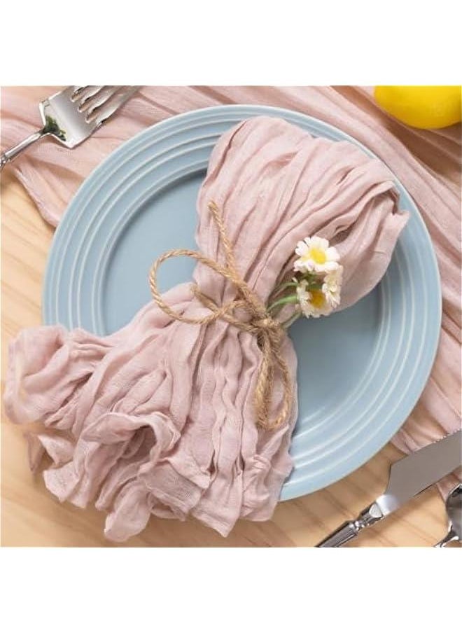 HOOKOR 6 Pack Napkins Cloth Boho Gauze Cheesecloth Napkins Bulk Set of 6 Soft Cotton Linen Dinner Napkins 19.7x19.7 for Wedding Bridal Baby Shower Daily Use Events Deco (Dusty Pink)  - Image 1