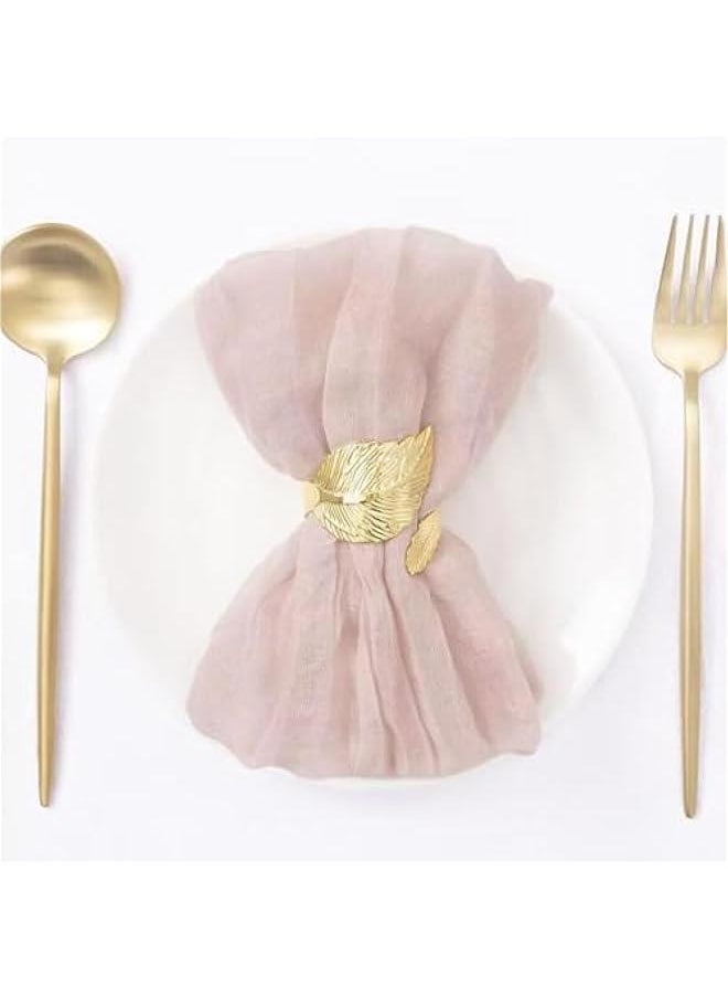 HOOKOR 6 Pack Napkins Cloth Boho Gauze Cheesecloth Napkins Bulk Set of 6 Soft Cotton Linen Dinner Napkins 19.7x19.7 for Wedding Bridal Baby Shower Daily Use Events Deco (Dusty Pink)  - Image 2
