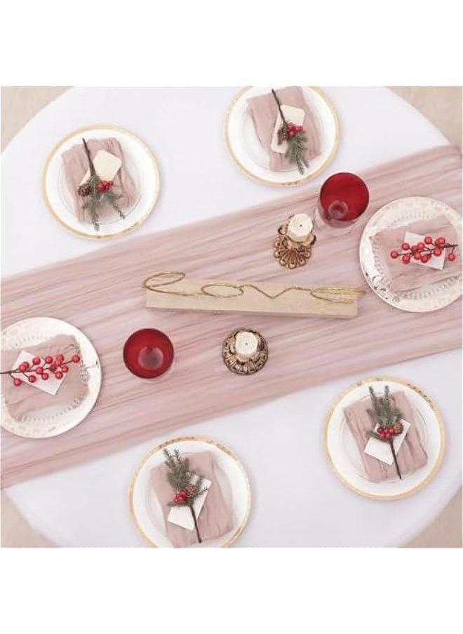 HOOKOR 6 Pack Napkins Cloth Boho Gauze Cheesecloth Napkins Bulk Set of 6 Soft Cotton Linen Dinner Napkins 19.7x19.7 for Wedding Bridal Baby Shower Daily Use Events Deco (Dusty Pink)  - Image 3