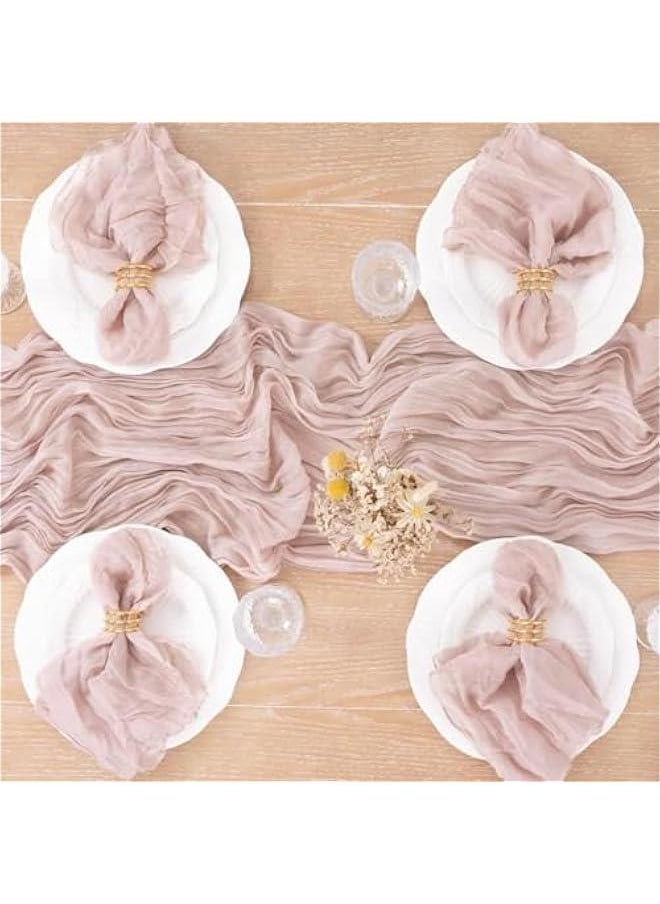 HOOKOR 6 Pack Napkins Cloth Boho Gauze Cheesecloth Napkins Bulk Set of 6 Soft Cotton Linen Dinner Napkins 19.7x19.7 for Wedding Bridal Baby Shower Daily Use Events Deco (Dusty Pink)  - Image 5