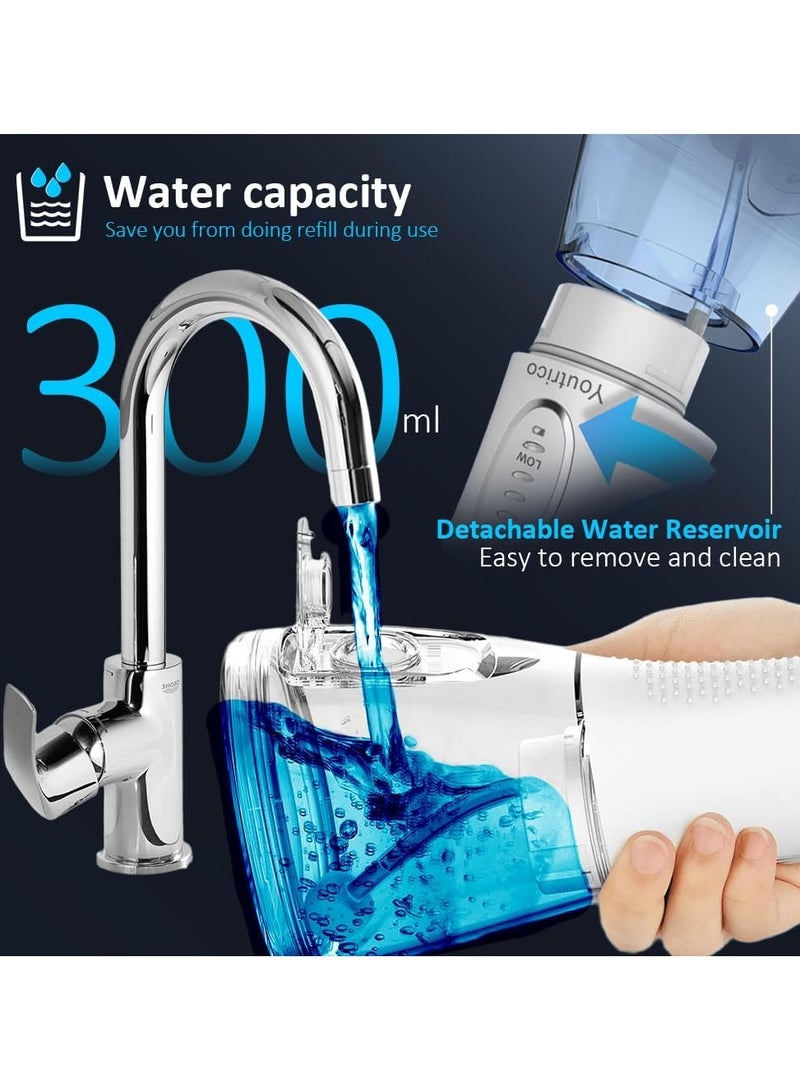 Youtrico Water Dental Flosser Teeth Pick -Portable Oral Irrigator with 5 Modes, Rechargeable IPX7 Waterproof Orthodontic Teeth Cleaner Pick Cordless for Home Travel-300ml Water Tank (White) - Image 5
