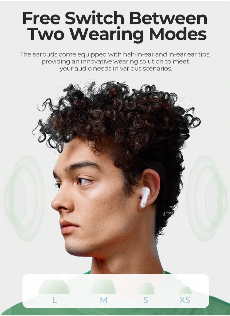 havit Wireless Earbuds, TWS Bluetooth 5.4 with 13mm Driver, Dual MIC ENC Noise Cancelling Headphones, Multipoint Connection Bluetooth Earphones, 33H Playtime, In-Ear Headphones for Music, Calls, Gaming and More, Fully Compatible for Android and iOS Devices (White)  - Image 4