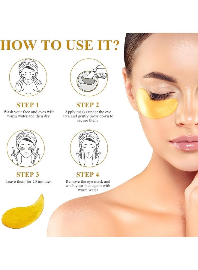 Defflo Eye Patches for Dark Circles with 24k Gold | 60 Pcs Eye Cooling Gel Pads | Hydrogel Patch Mask with Collagen for Relaxing Eyes | Reducing Puffiness & Anti Wrinkle Eyes Serums Masks - Image 4