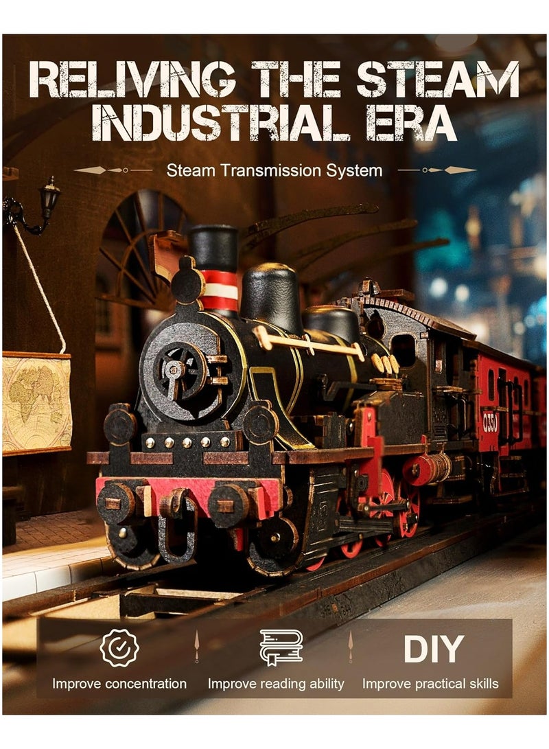 Robotime Rolife Steam Journey 3D Wooden Puzzle TGS01 Premium 3D Puzzle Building Kits for Adults & Teens - Decorative Home Décor, Ramadan & Holiday Gift (Eid and Birthday) for Puzzle Enthusiasts, Stress Relief STEM Project - Image 4