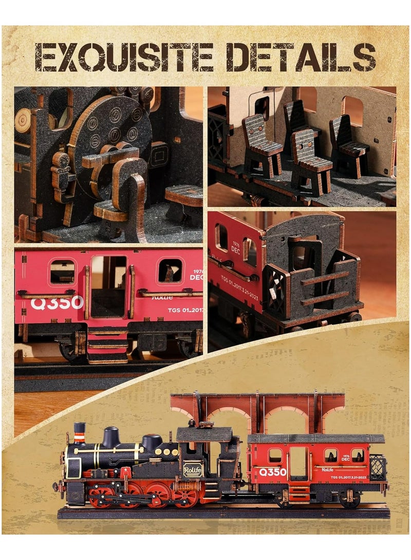 Robotime Rolife Steam Journey 3D Wooden Puzzle TGS01 Premium 3D Puzzle Building Kits for Adults & Teens - Decorative Home Décor, Ramadan & Holiday Gift (Eid and Birthday) for Puzzle Enthusiasts, Stress Relief STEM Project - Image 5