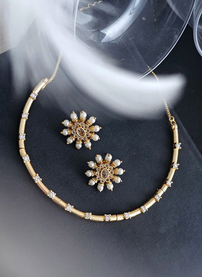 Binnis Wardrobe Gold Plated Stone Studded Jewellery Set - Image 1