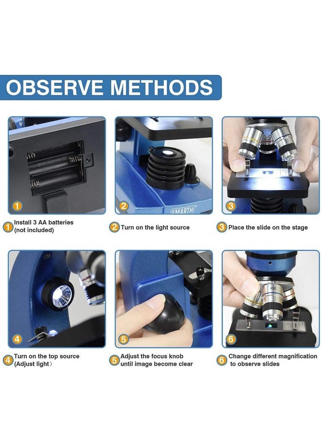 Emarth Microscope For Kids Beginners Children Student 40X 1000X Compound Microscopes With 52 Pcs Educational Kits  - Image 3