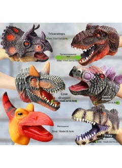 Generic Fearless Dinosaur Hand Puppet Gloves Soft Silicone Triangle Dragon King Dinosaur Children's Simulation Animal Model Boys Toy-Color:Adult Hand Puppet-black Bear  - Image 2