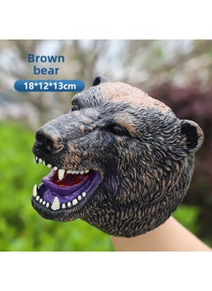 Generic Fearless Dinosaur Hand Puppet Gloves Soft Silicone Triangle Dragon King Dinosaur Children's Simulation Animal Model Boys Toy-Color:Adult Hand Puppet-black Bear  - Image 1