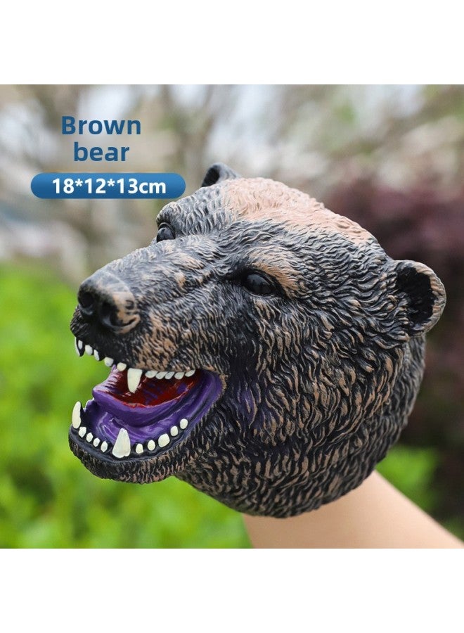 Fearless Dinosaur Hand Puppet Gloves Soft Silicone Triangle Dragon King Dinosaur Children's Simulation Animal Model Boys Toy-Color:Adult Hand Puppet-black Bear  - Image 1