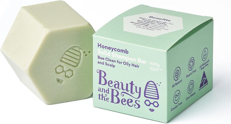 Beauty and the Bees Bee Clean pH Balanced Shampoo Bar for Oily Hair and Scalp All Natural Ingredients Tasmania Australia 35 oz