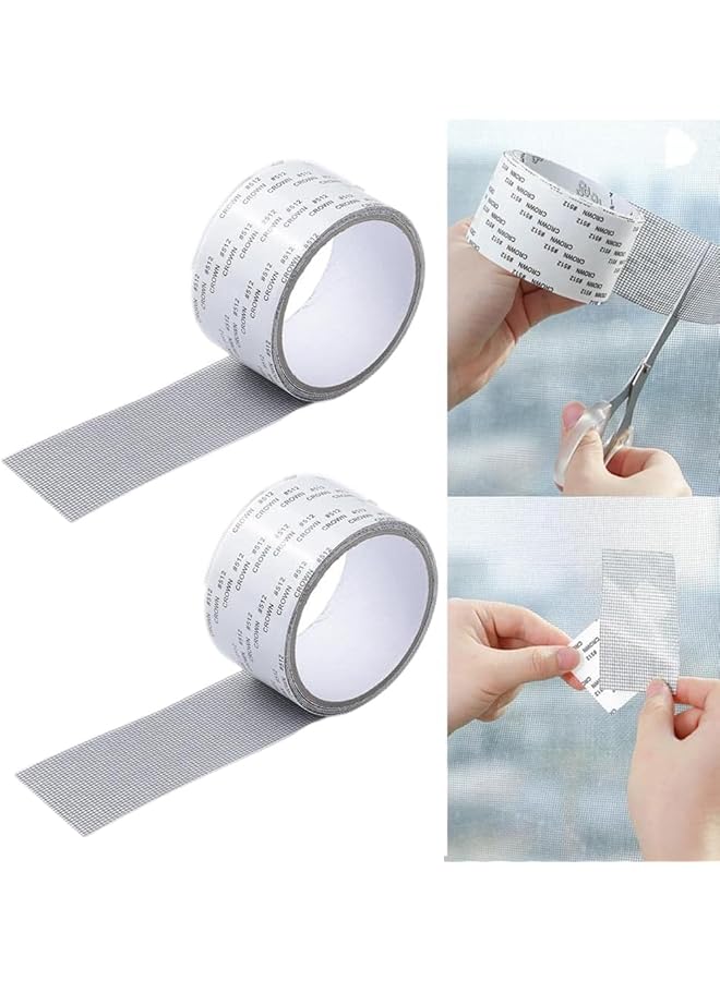 The Bros Window Screen Repair Tape, Fiberglass Covering Mesh Tape, Self-Adhesive Screen Door Mesh Repair Kit Patch for Window Door Tears Holes - 2 Roll Grey (5CM x 2M) - Image 1