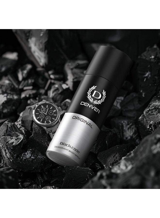 DENVER مزيل العرق الأصلي كود بلاك من دينفر للرجال - 150 مل | عطر طويل الأمد منعش وذكوري | بخاخ جسم متميز للاستخدام اليومي - Image 2