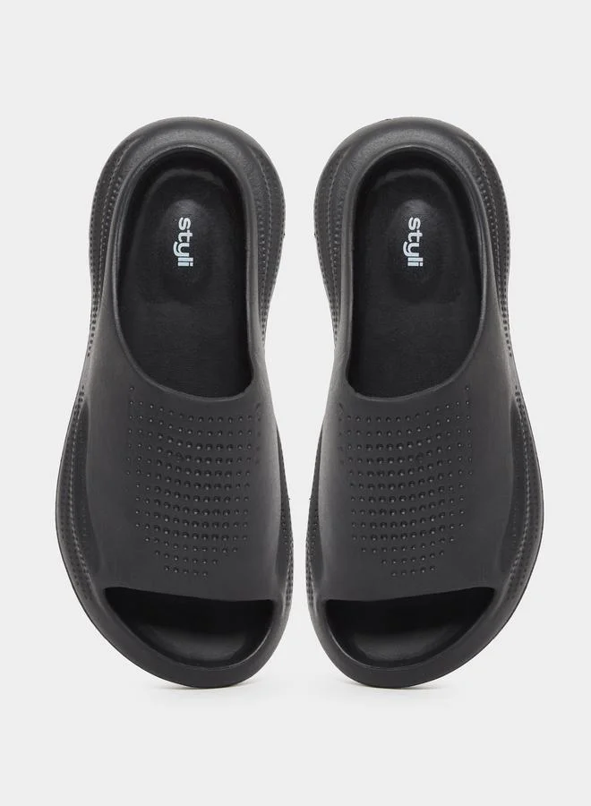 Styli Styli Perforated Open Toe Slip-On Slides