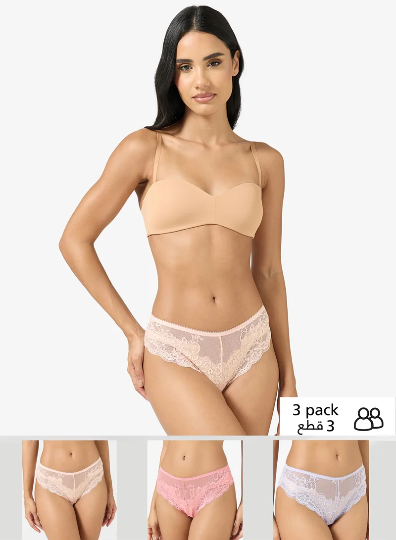 ELLA 3 Pack Cheeky Lace Brief