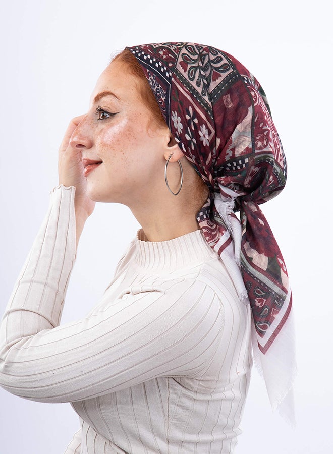 Tie Shop Royal Square Linen Scarf Red For Women
