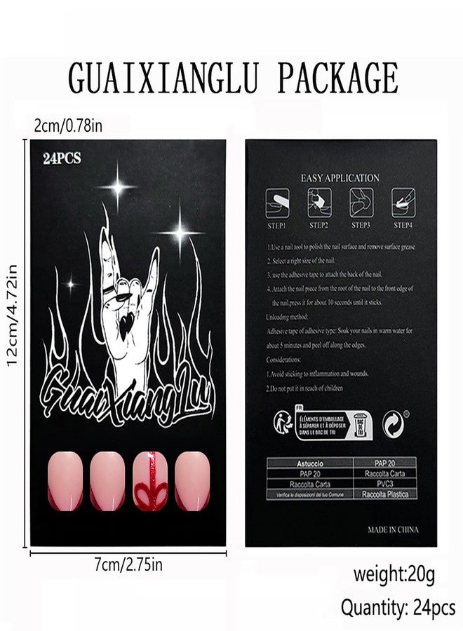 ASABITE 24Pcs Glitter Christmas Press on Nails Long Stiletto Fake Nails with Bow and Ribbon Design Red French Tip False Nails Reusable Christmas Nails Press ons Full Cover Artificial Stick on Nail for Women - Image 5