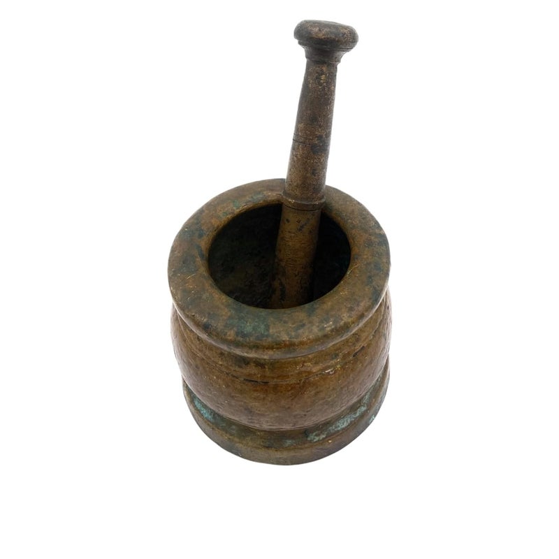 Bhunes Bhunes Brass Vintage Mortar Pestle Antique Okhal Aur MoosalBrown 3 Inch 1 Piece  - Image 3