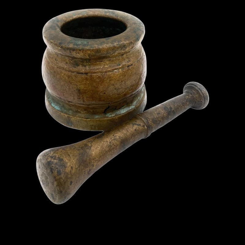 Bhunes Bhunes Brass Vintage Mortar Pestle Antique Okhal Aur MoosalBrown 3 Inch 1 Piece  - Image 5