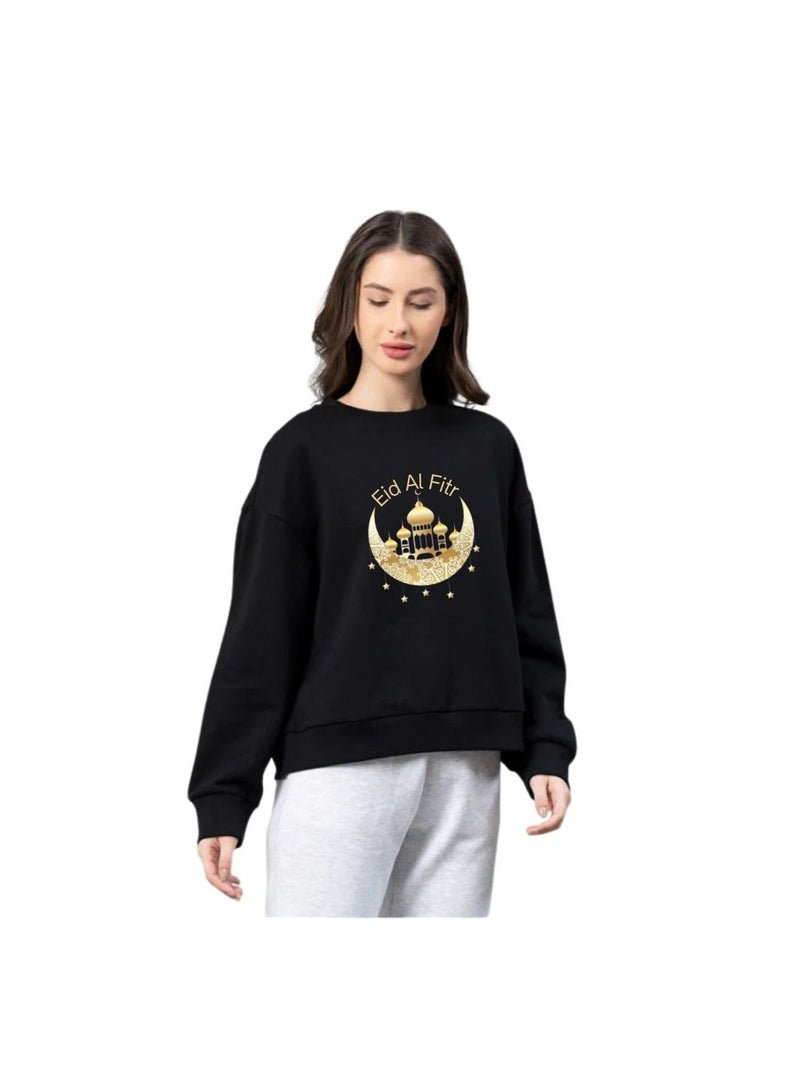 برينت شوب فور مي سويت شيرت نسائي للعيد – نسيج قطن 100% | سويت شيرت للنساء | لباس غير رسمي | سويت شيرت بأكمام طويلة ورقبة دائرية | سويت شيرت احتفالي للعيد - Image 2