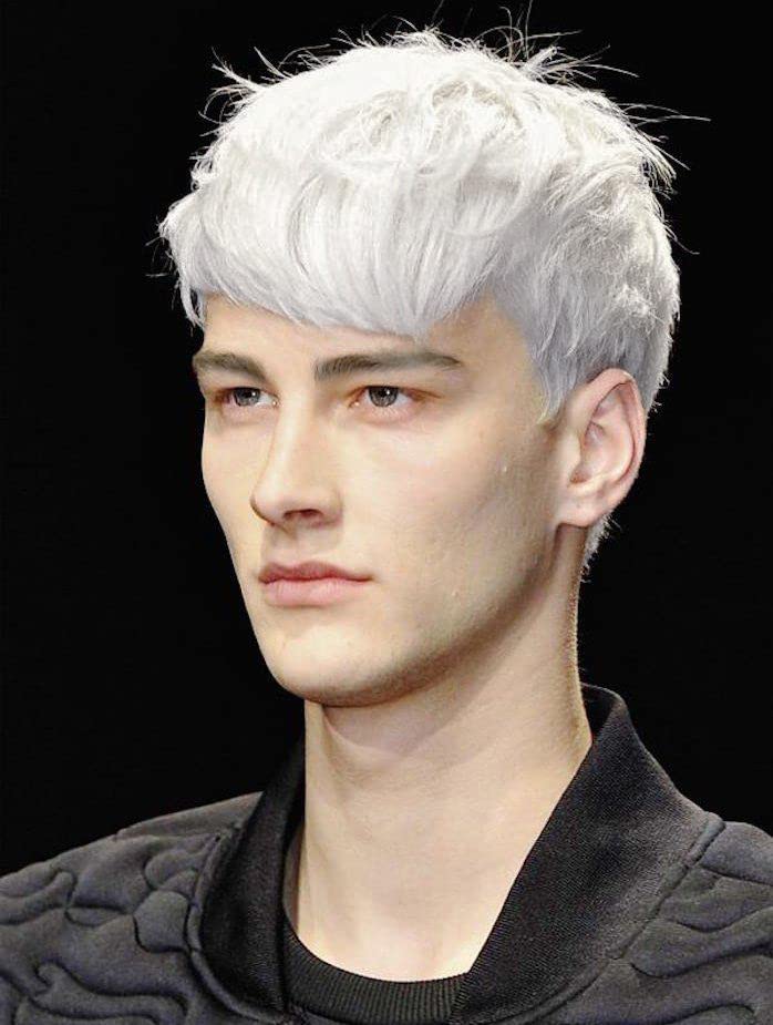 باروكة قصيرة بيضاء للرجال من تسيسيس، باروكة شعر صناعي طبيعية وناعمة للرجال، باروكة لحفلات يومية باللون الأبيض