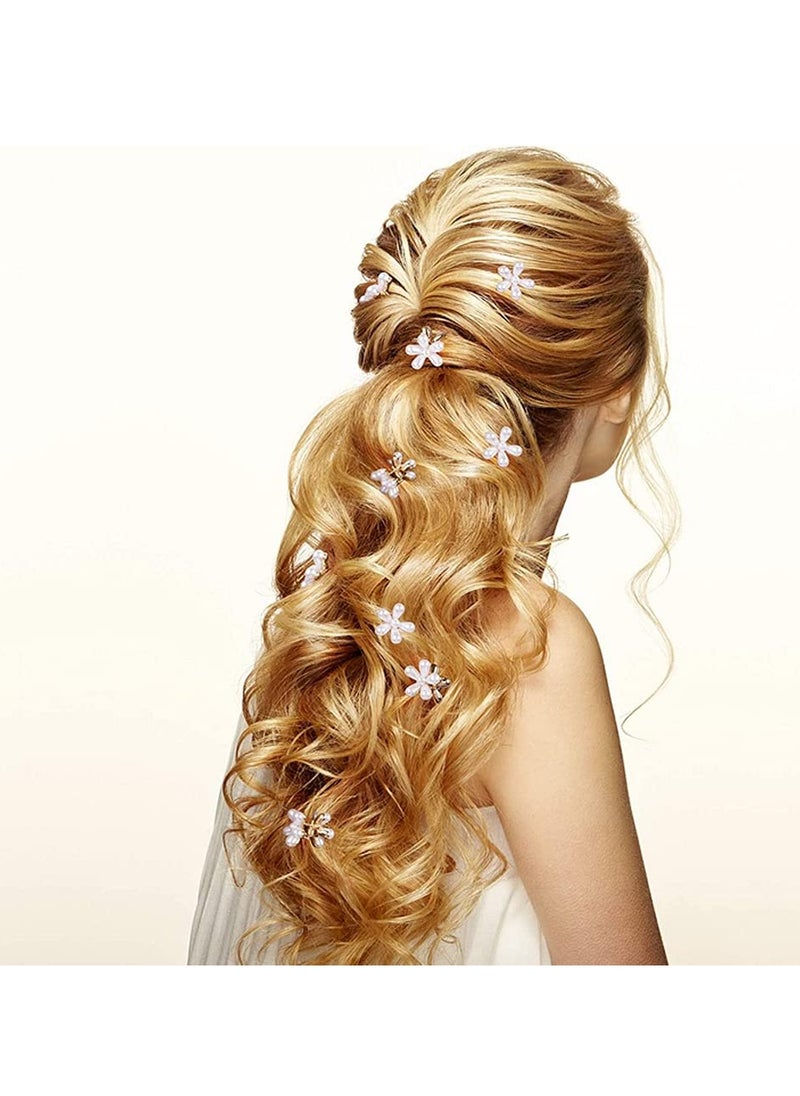 LINXI 10 Pcs Small Mini Pearl Claw Clips with Flower Design, Sweet Artificial Bangs Clips Decorative Hair Accessories for Women Girls  - Image 4