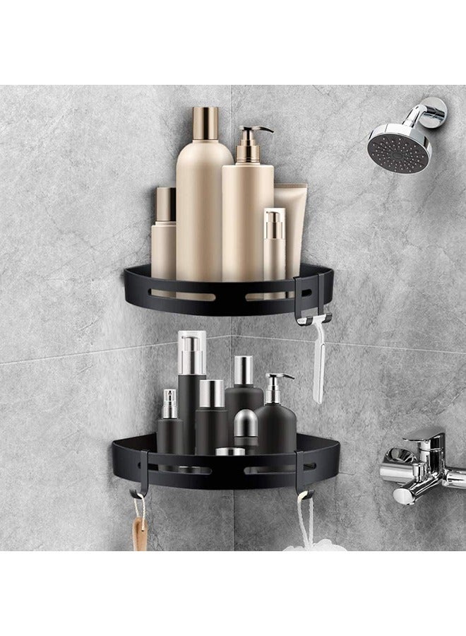 عربست ركن دش الحمام الجرف دش الرف، لا الحفر دش المنظم الحائط منظم التخزين للمطبخ المرحاض النوم، 2 جهاز كمبيوتر شخصى (أسود) - Image 1