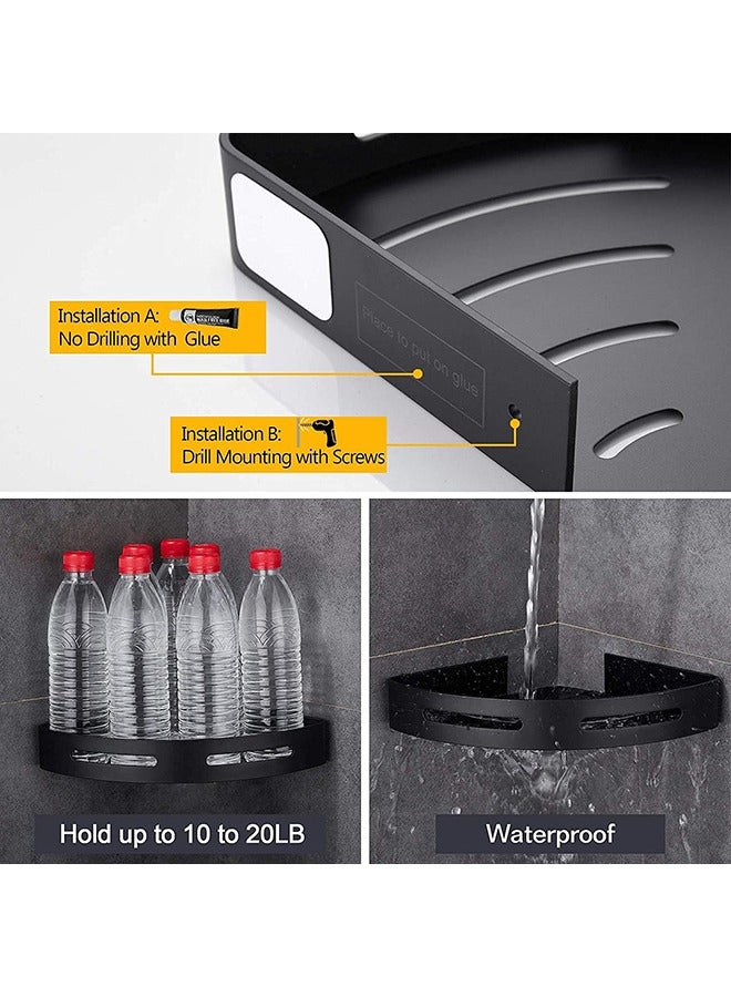 عربست ركن دش الحمام الجرف دش الرف، لا الحفر دش المنظم الحائط منظم التخزين للمطبخ المرحاض النوم، 2 جهاز كمبيوتر شخصى (أسود) - Image 3