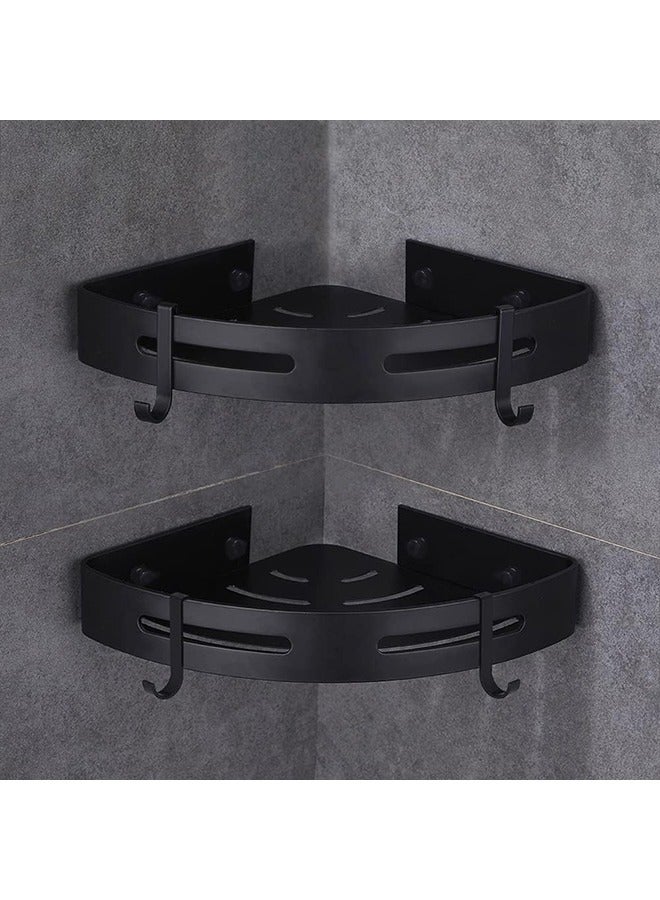 عربست ركن دش الحمام الجرف دش الرف، لا الحفر دش المنظم الحائط منظم التخزين للمطبخ المرحاض النوم، 2 جهاز كمبيوتر شخصى (أسود) - Image 2