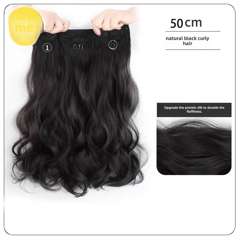 Generic Long Wavy Hair Extensions for WomenThree-piece big wave natural black-50cm Three-piece big wave natural black-50cm