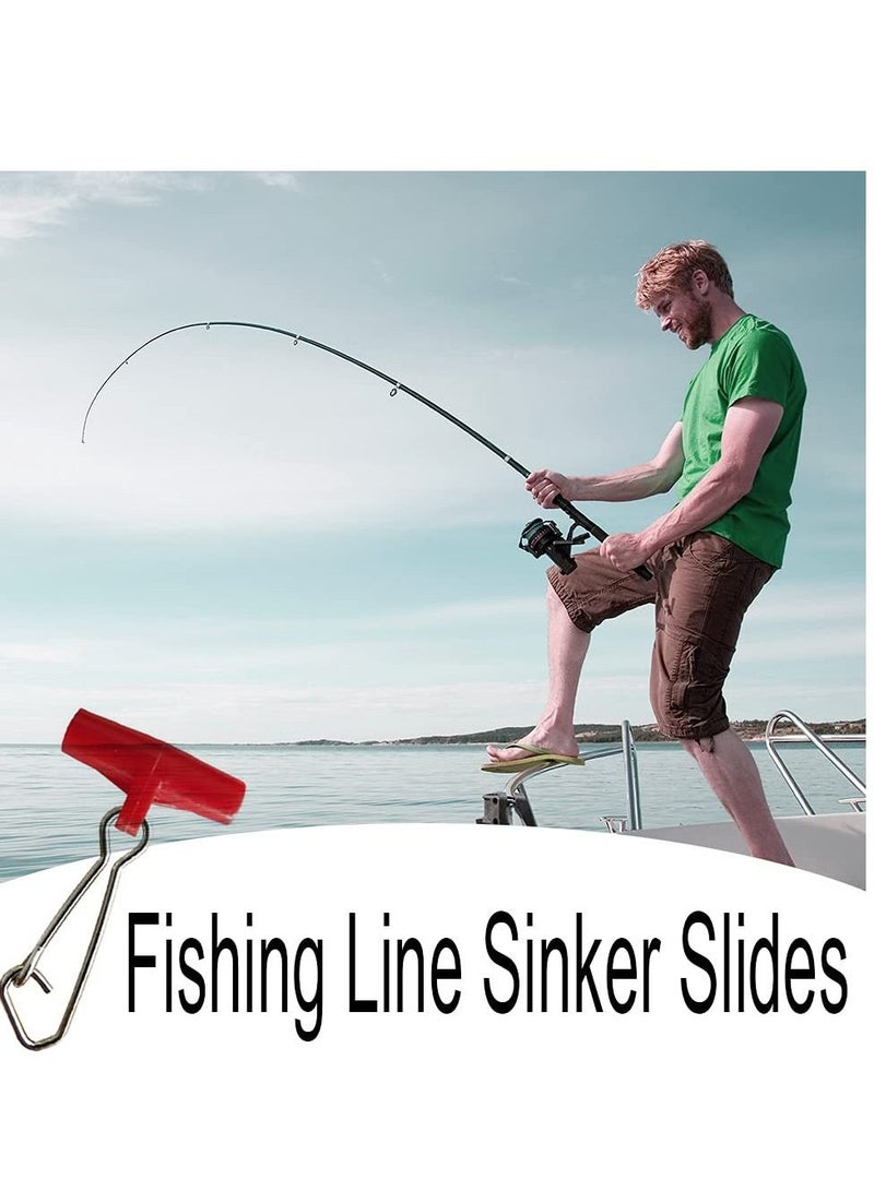 Excefore Fishing Line Sinker, 40 Pcs Slides T-shape Line, Fishing Finder Clip with Duo Lock Snapsfor Sea Fishing, Red  - Image 5
