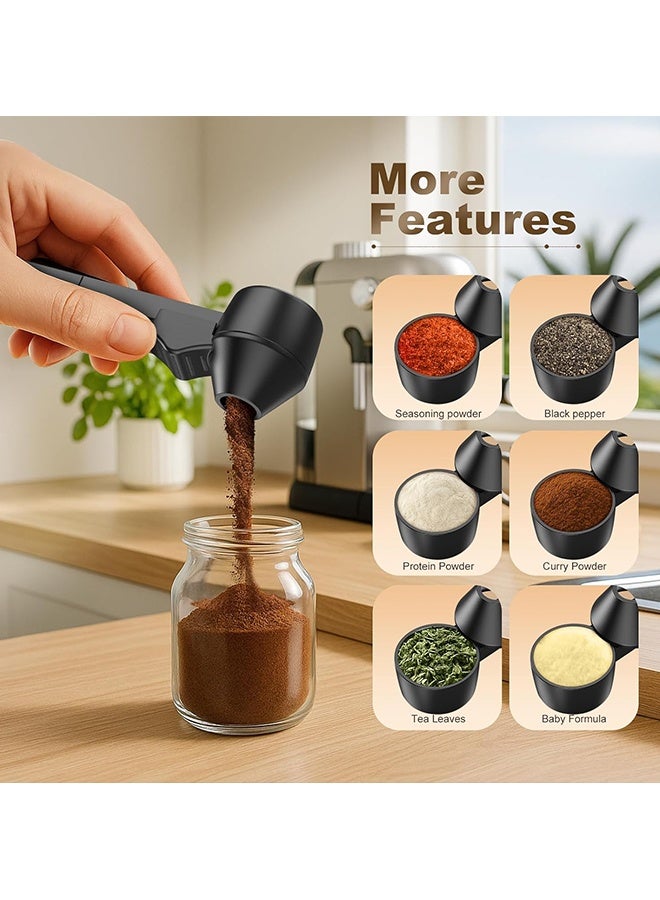 دبليو أف أف أو مغرفة القهوة وقمع لإعادة تعبئة كبسولات القهوة القابلة لإعادة الاستخدام K، ملعقة قياس القهوة بسعة ملعقتين كبيرتين، مغرفة مع قمع للقهوة المطحونة، مسحوق البروتين، الشاي (أسود، عبوة واحدة) - Image 5