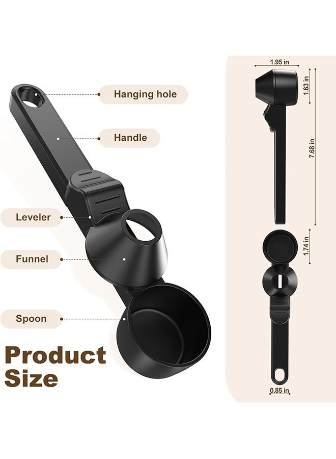 دبليو أف أف أو مغرفة القهوة وقمع لإعادة تعبئة كبسولات القهوة القابلة لإعادة الاستخدام K، ملعقة قياس القهوة بسعة ملعقتين كبيرتين، مغرفة مع قمع للقهوة المطحونة، مسحوق البروتين، الشاي (أسود، عبوة واحدة) - Image 2