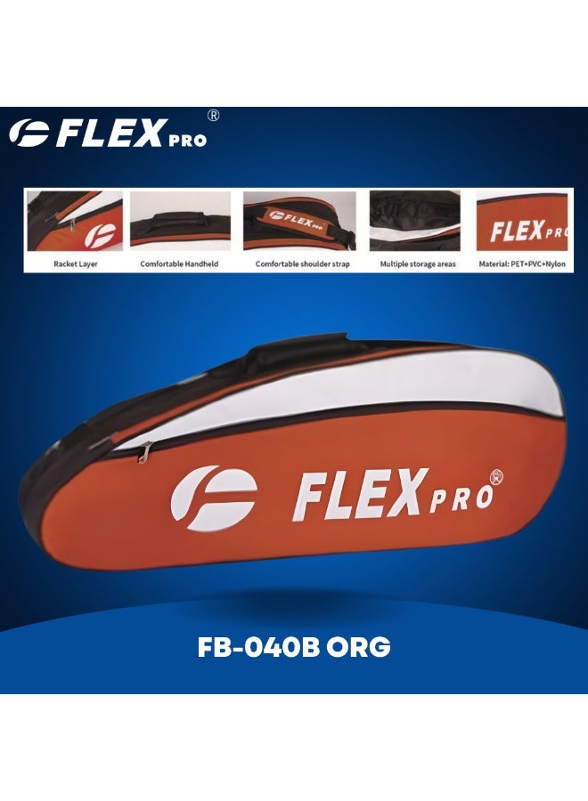 FLEX PRO RACQUET BAG | PRO SERIES | 600D Polyester with PU Lamination | Orange - Image 1