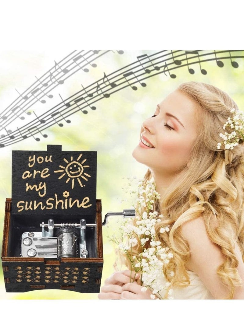 KASTWAVE صندوق موسيقى أنت شمس حياتي هدية لابنتي من الأم خشبي عتيق منقوش اقتباسات ملهمة يدوي عيد ميلاد - Image 2