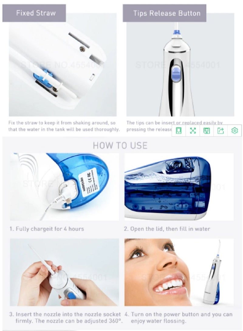 Waterpulse V400 جهاز الري بالفم المحمول USB قابل لإعادة الشحن جهاز تنظيف الأسنان بنفث الماء خزان المياه مقاوم للماء منظف تبييض الأسنان - Image 5
