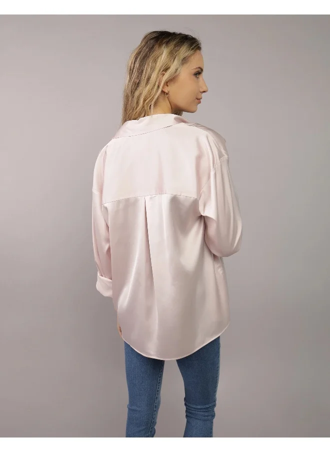 American Eagle AE Satin Button-Up Shirt