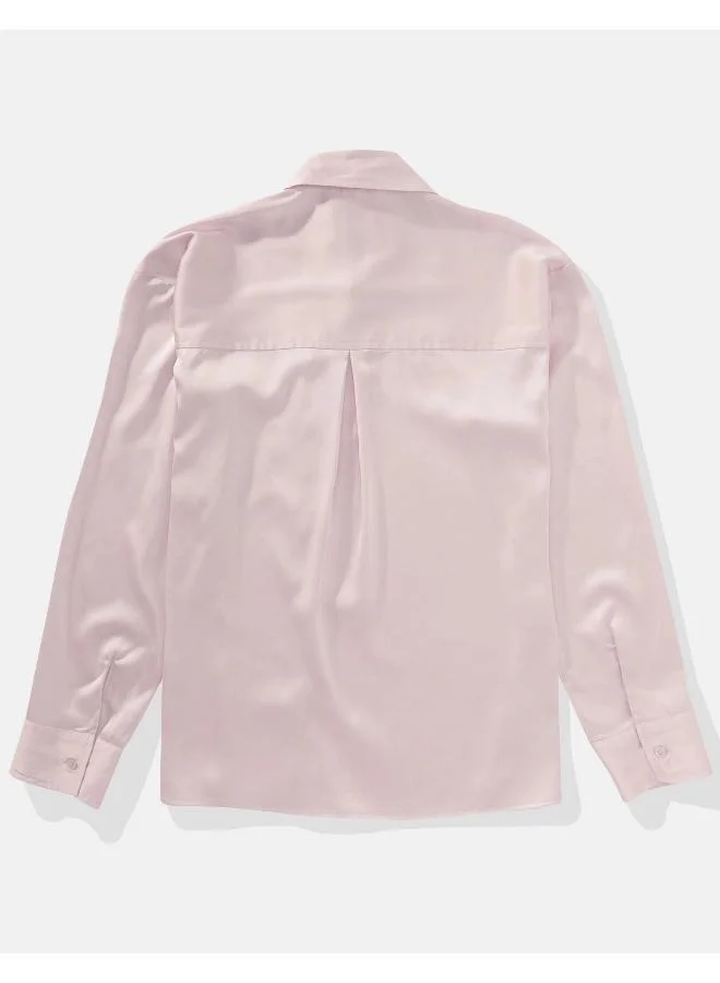 American Eagle AE Satin Button-Up Shirt