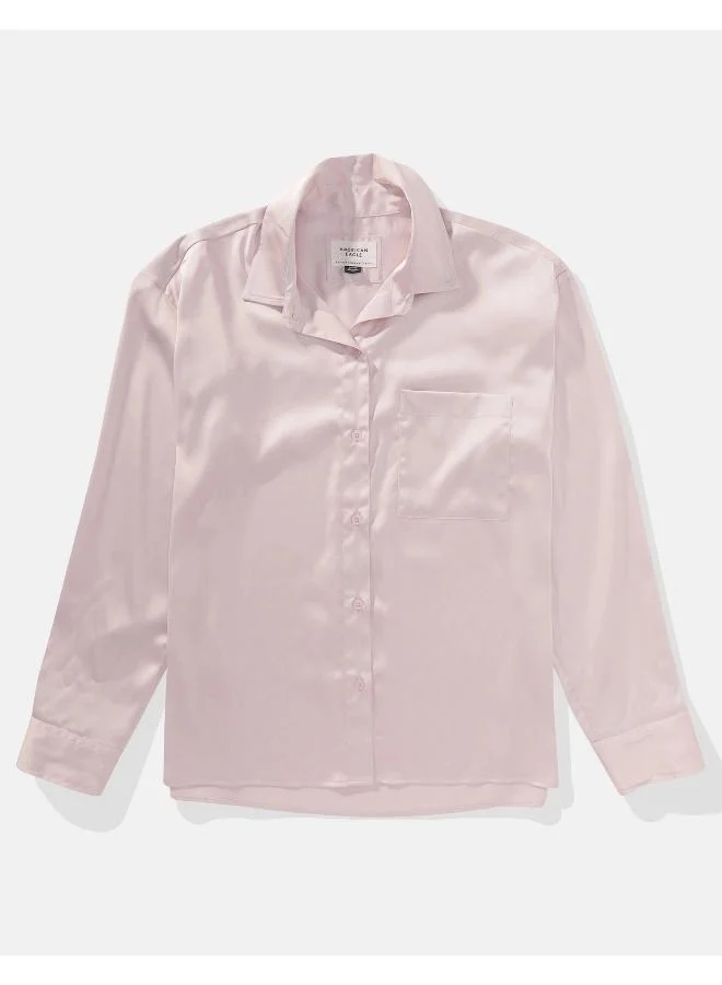 American Eagle AE Satin Button-Up Shirt