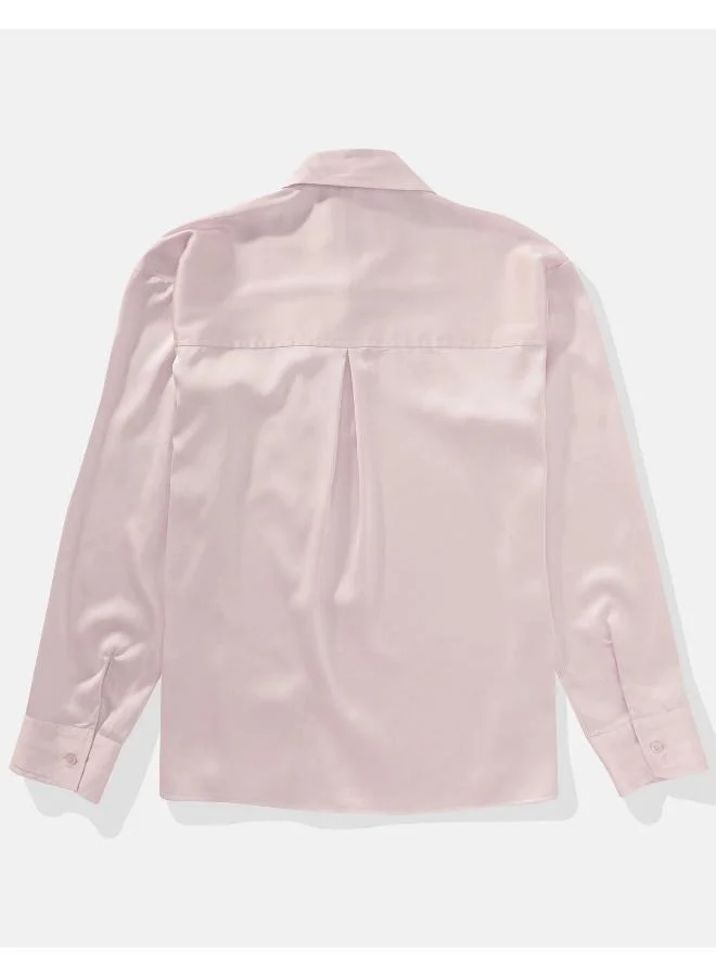 American Eagle AE Satin Button-Up Shirt