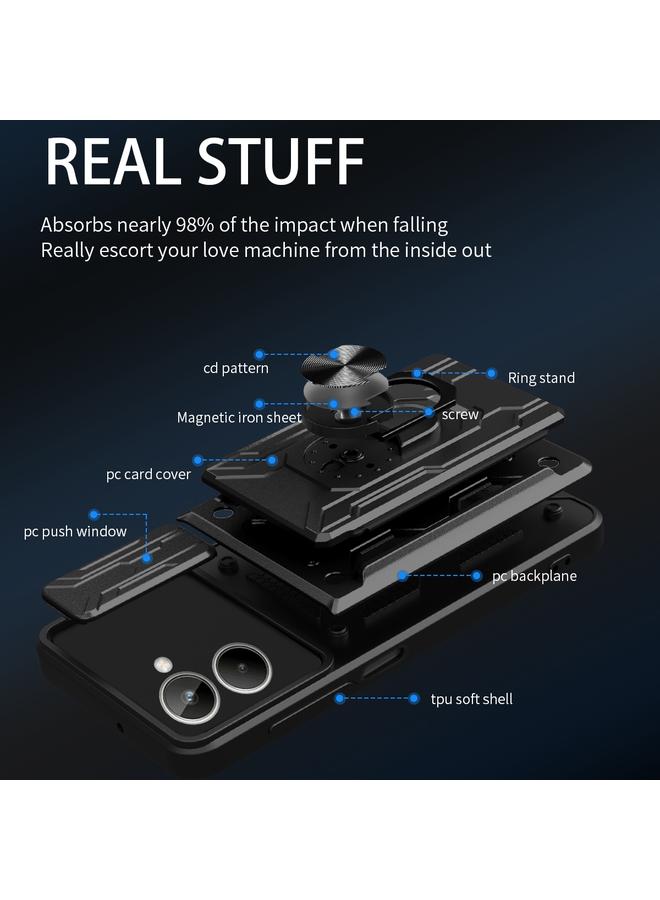 اس-توب جراب لهاتف Realme 10 4G، جراب من مادة TPU+PC مع فتحة بطاقة، مع حماية من الانزلاق - Image 4